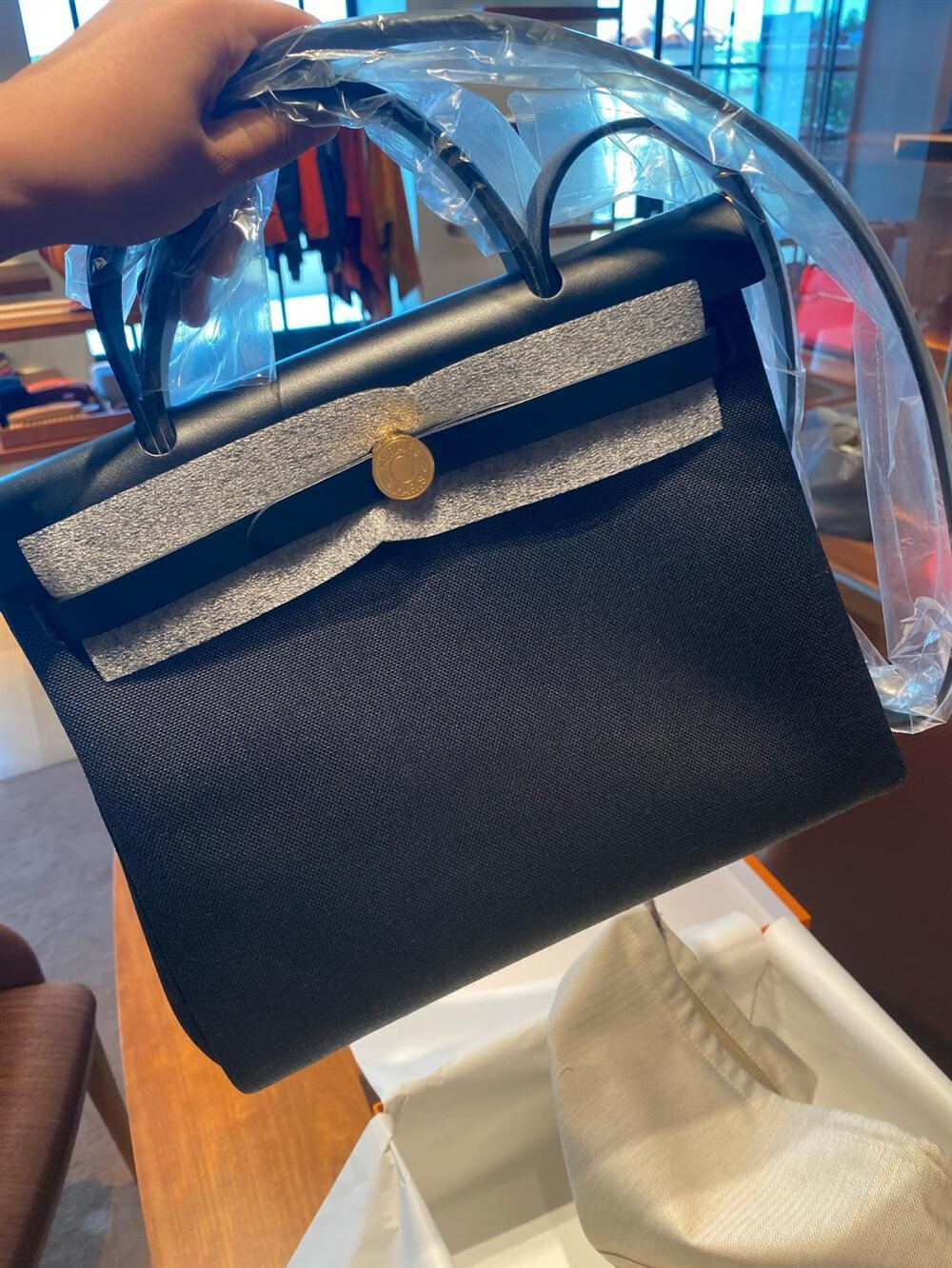 hermes/爱马仕 女包 herbag帆布包 31/39 拼皮包 单肩手提包包 其它