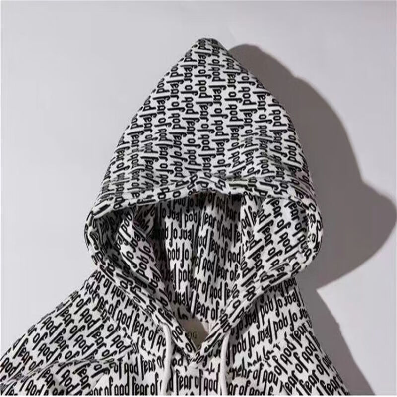 承王fear of god fog字母滿印彈幕連帽衛衣男女情侶裝寬鬆加絨帽衫承