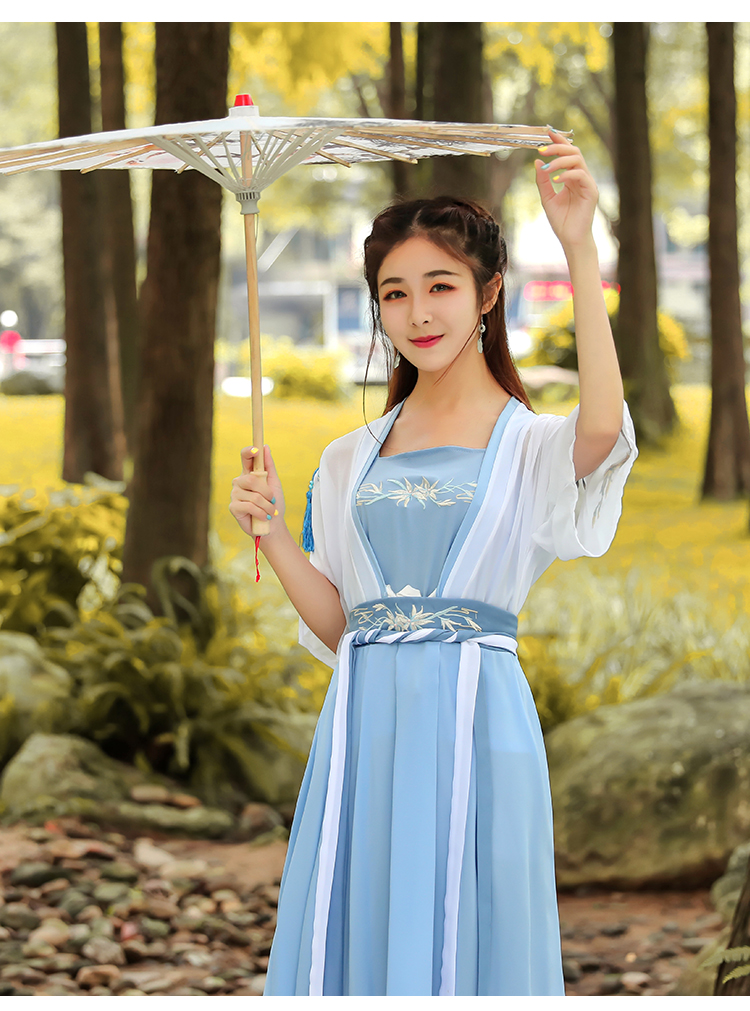 改良汉服女夏日常短裙古风汉素服学生装古装上衣子中国风套装夏季清新