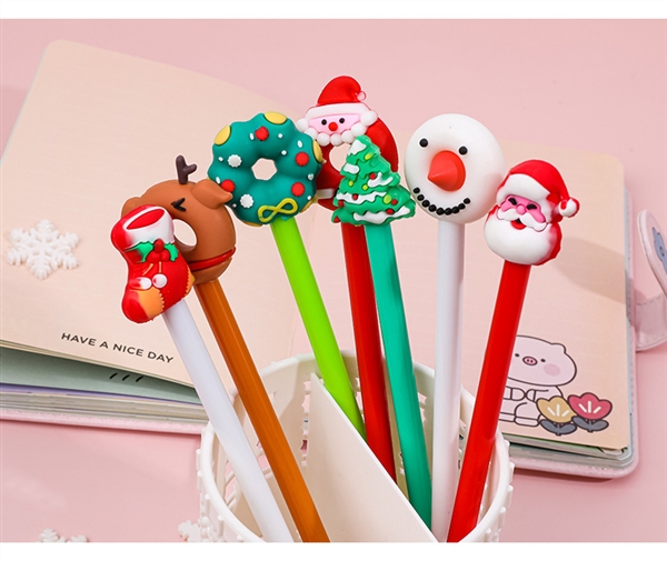 圣诞中性笔卡通圣诞老人小麋鹿签字笔学生考试水笔文具奖品小礼品 0.
