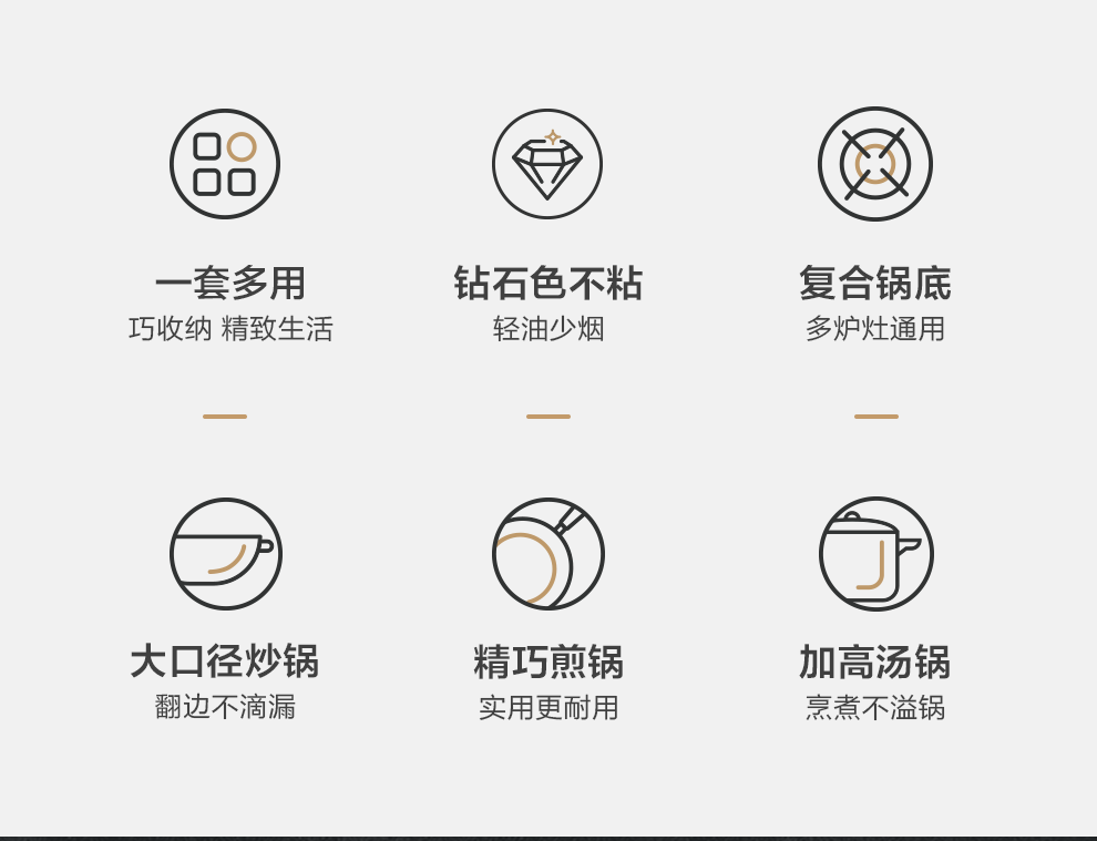 苏泊尔(supor) 锅具套装不粘炒锅煎锅汤锅三件套平底