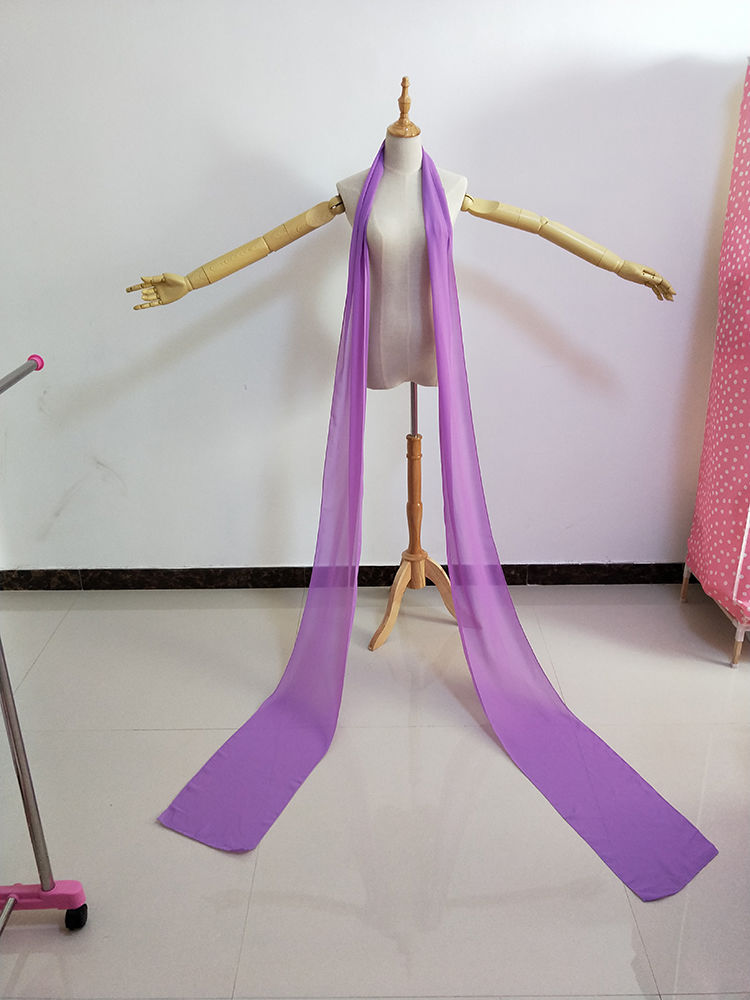 古装无接缝汉服雪纺披帛汉唐古装精美舞台表演仙女古典长飘带浅灰色28