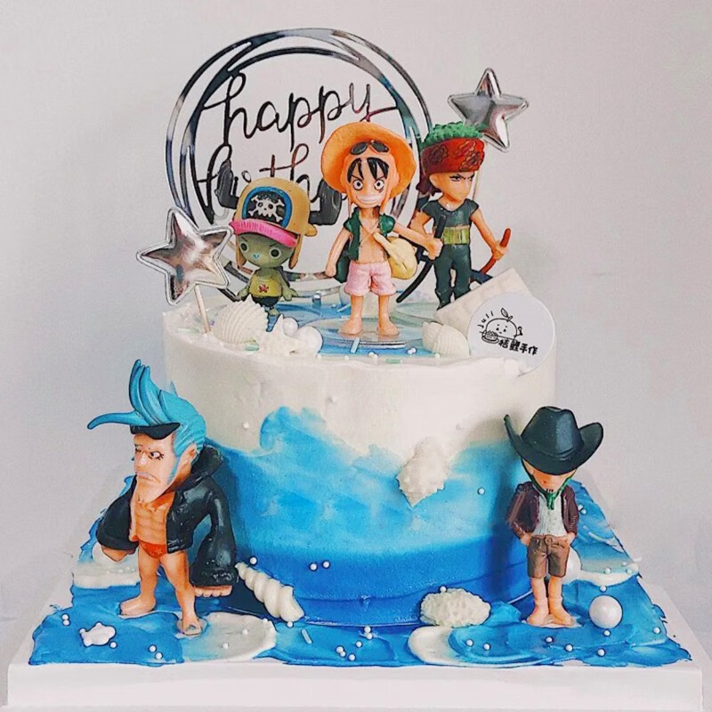 网红动漫海贼王生日蛋糕全国同城配送儿童卡通定制路飞索隆乔巴山治