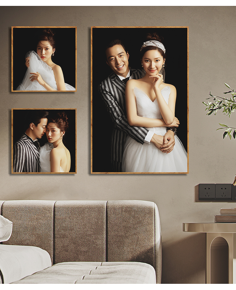相框加冲印全家福结婚照带制作桃木色组合c48寸横竖通用61122cm床头照