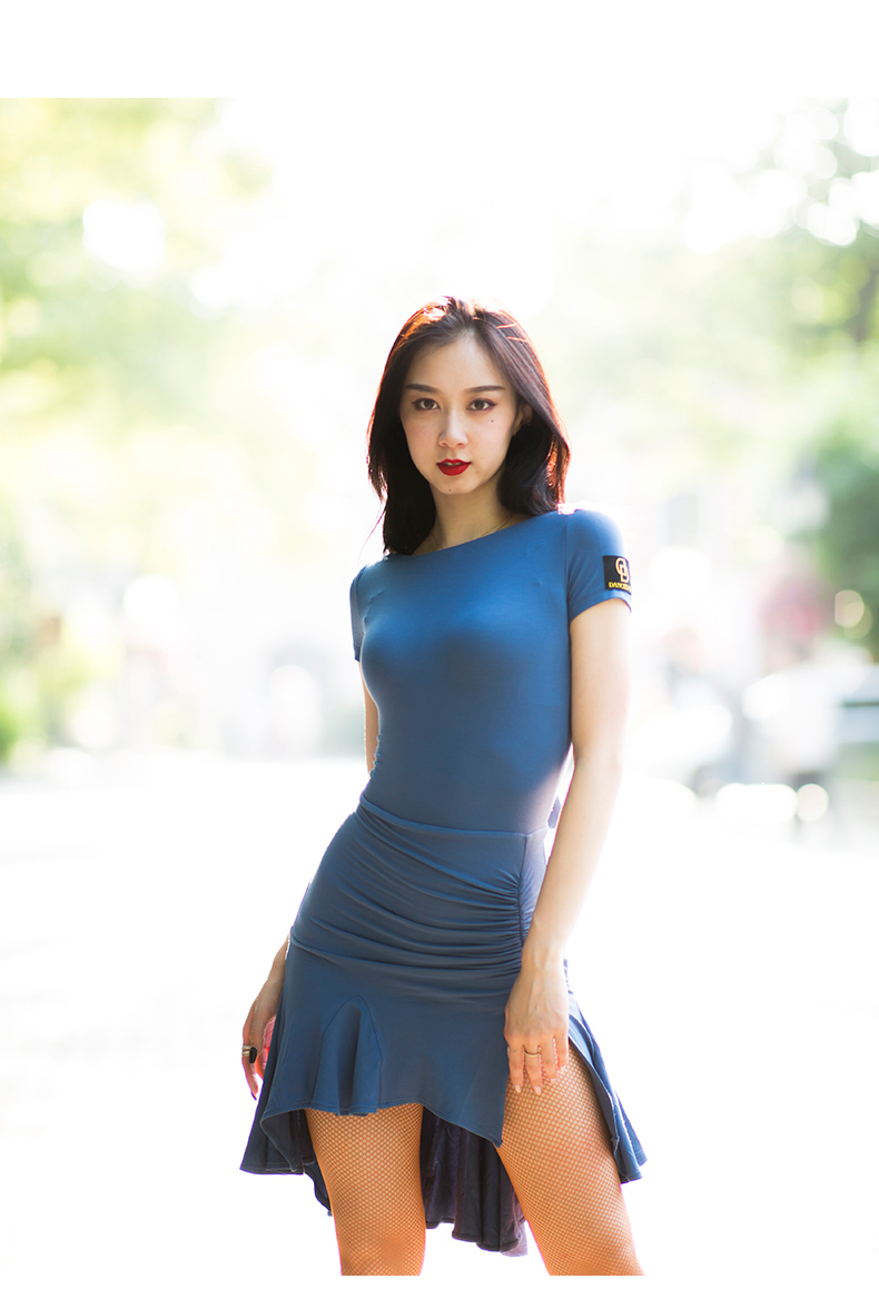 拉丁舞裙连衣裙女成人国标舞舞蹈服拉丁练习服套装黑色l