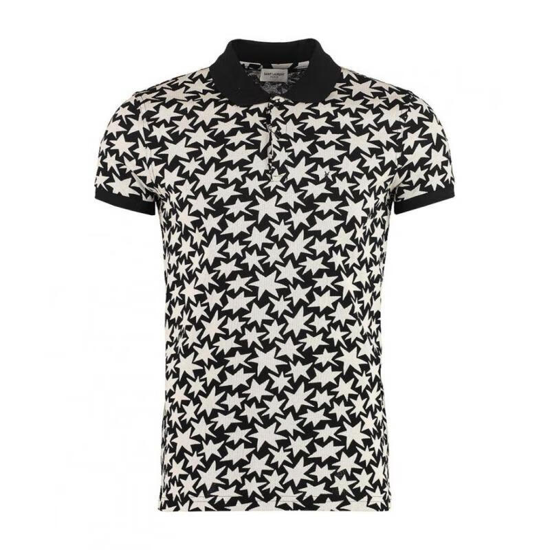 圣罗兰saint laurent t恤男士奢侈品星星印花工艺图案polo衫 9787 m