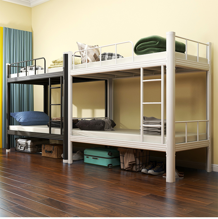 简约上下铺铁床双层床高低铁艺学生员工公寓寝室工地双人单人白色双层