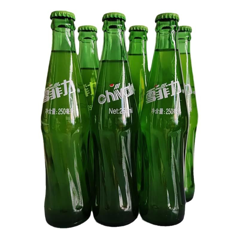 雪菲力玻璃瓶 齐齐哈尔雪菲力汽水玻璃瓶菠萝味橙味饮料老式大香槟250