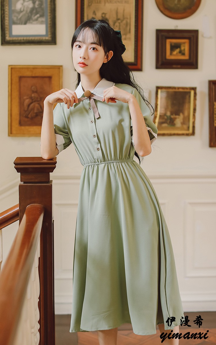 夏天女生裙子夏季衣服学生少女高中生初中生大学生穿的韩版仙女中长裙