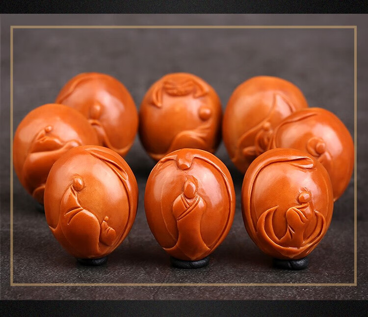 9大籽手工浮雕简单核雕文玩把件手链 18*20mm简单款无相佛【图片 价格