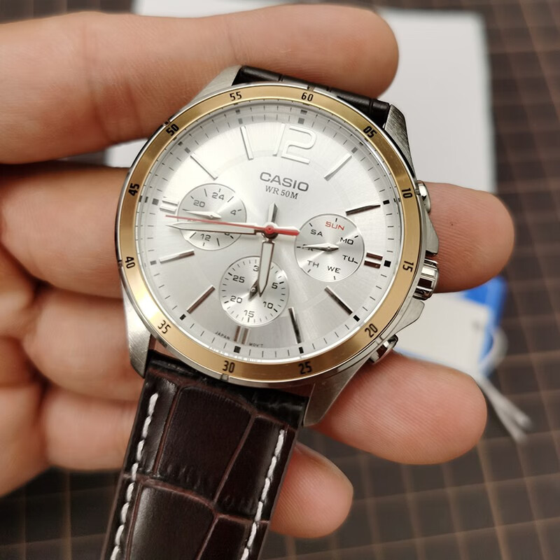 【二手95新】卡西欧(casio)男士手表 商务防水计时腕表 mtp-1374d-2a