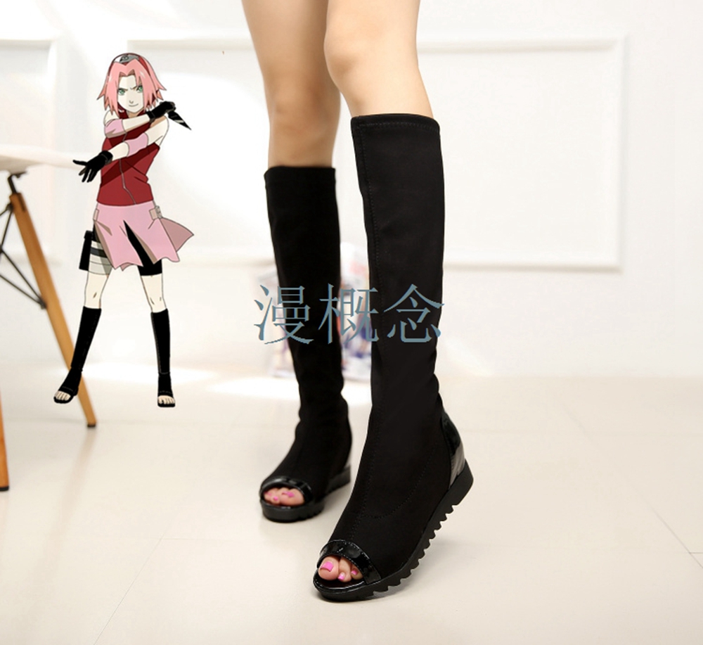 火影忍者疾风传春野樱小樱cosplaycos鞋雏田长筒靴鞋子女标准38