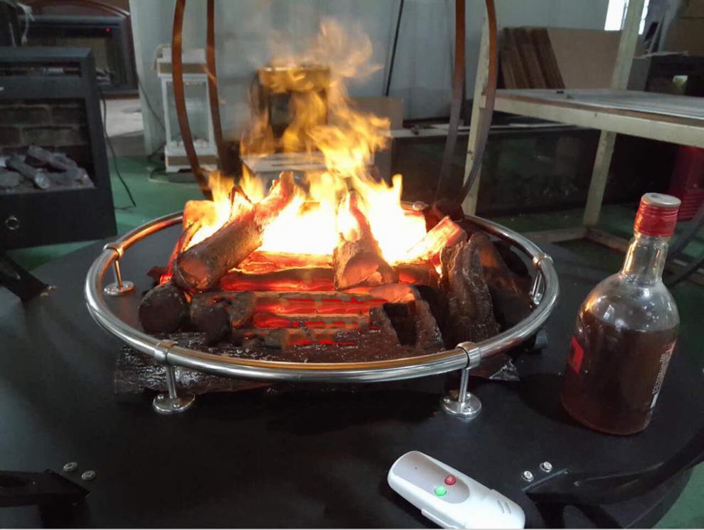 雾化壁炉定制户外圆形火盆篝火客厅装饰家用电子仿真复古烤火炉 长条