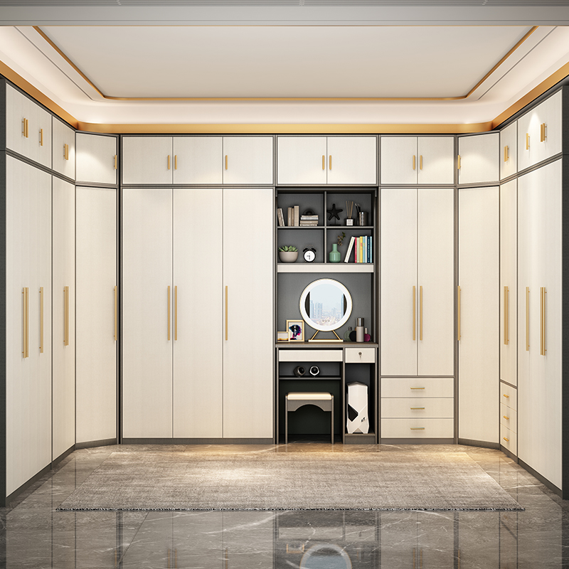 转角衣柜转角衣柜家用卧室书桌一体组合带梳妆台90度钻石型l型衣帽间