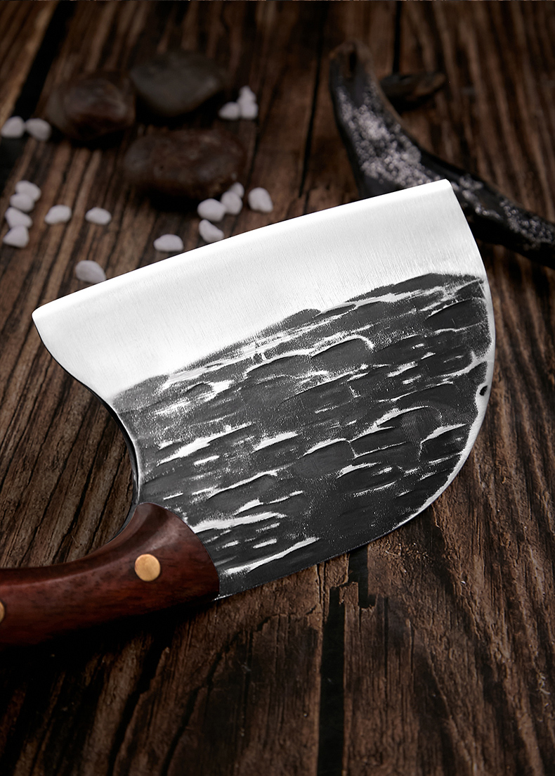 李麻子手工锻打菜刀家用圆头老头切片切肉超快锋利复古刀具厨房