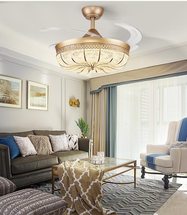 韩御餐厅隐形风扇灯 客厅吊扇灯 吊顶风扇带灯 卧室