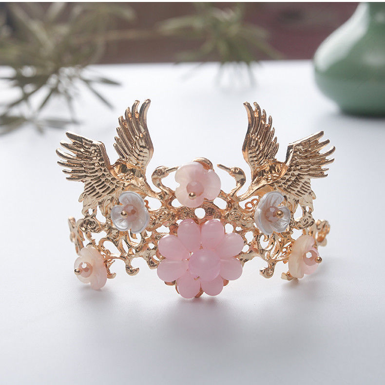 菱梦 两件套古风汉服头饰儿童汉服头饰发簪 宫廷仙鹤