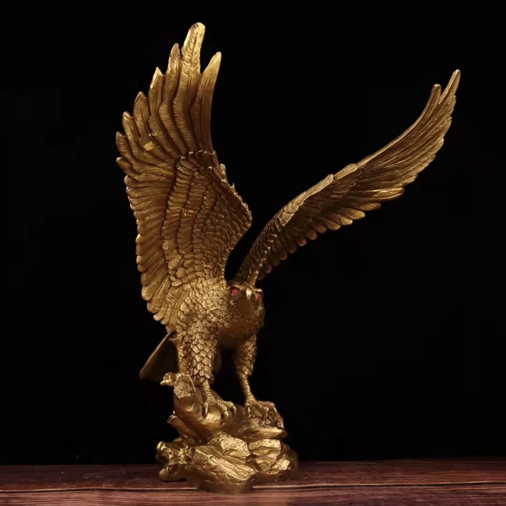纯铜老鹰摆件大展宏图雄鹰大鹏展翅办公桌公司开业礼品家居装饰品