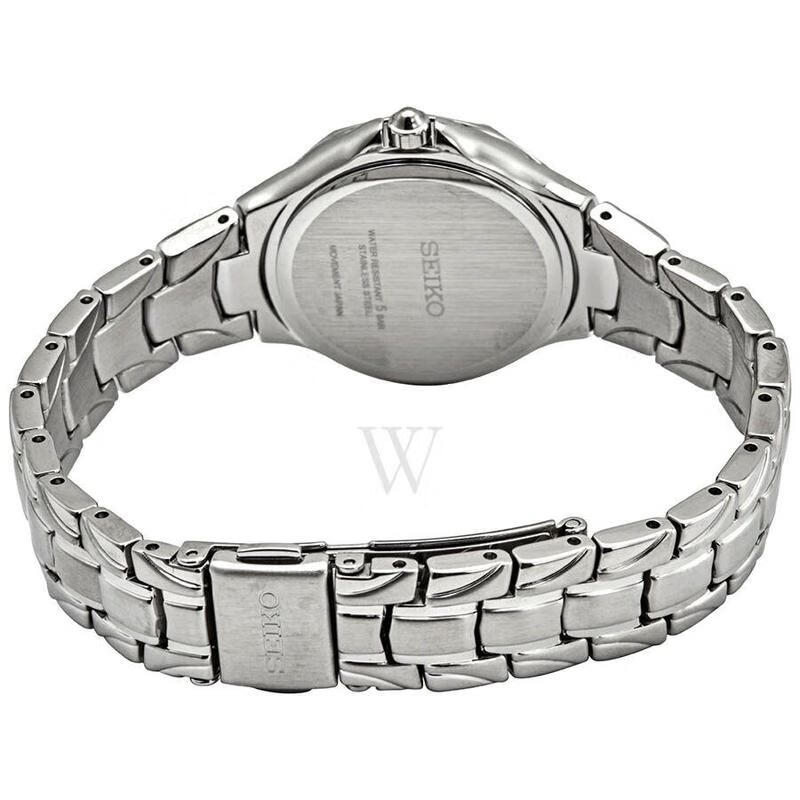 seiko精工手表 solar系列钢带日历时尚优雅太阳能女表 贝母蓝盘 sut