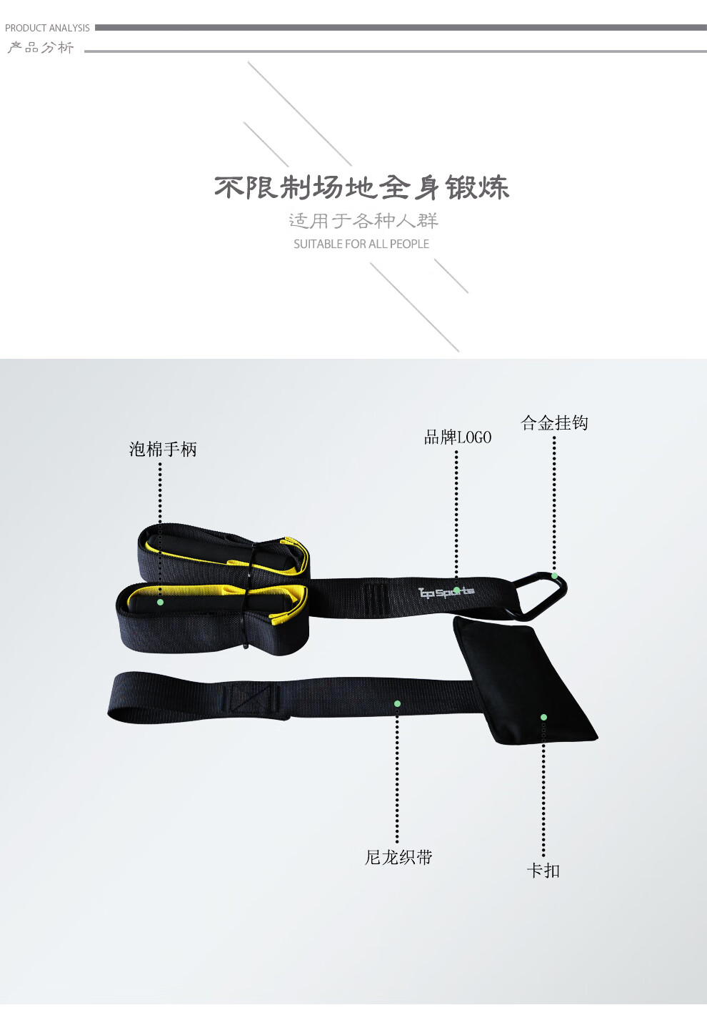 拓伟trx悬挂式训练带 男女家用健身拉力带拉力绳 综合训练阻力带