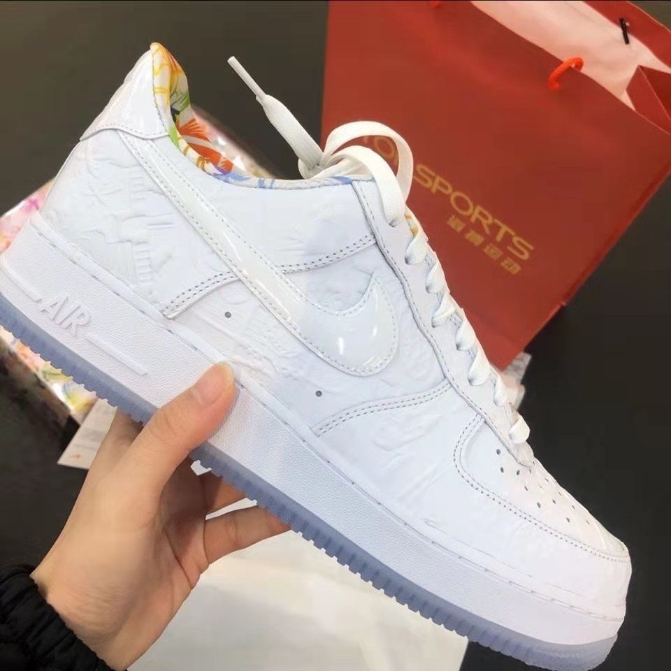 秋冬af1 空军一号新年剪纸鼠年限定白色铜钱男女运动休闲板鞋 白剪纸