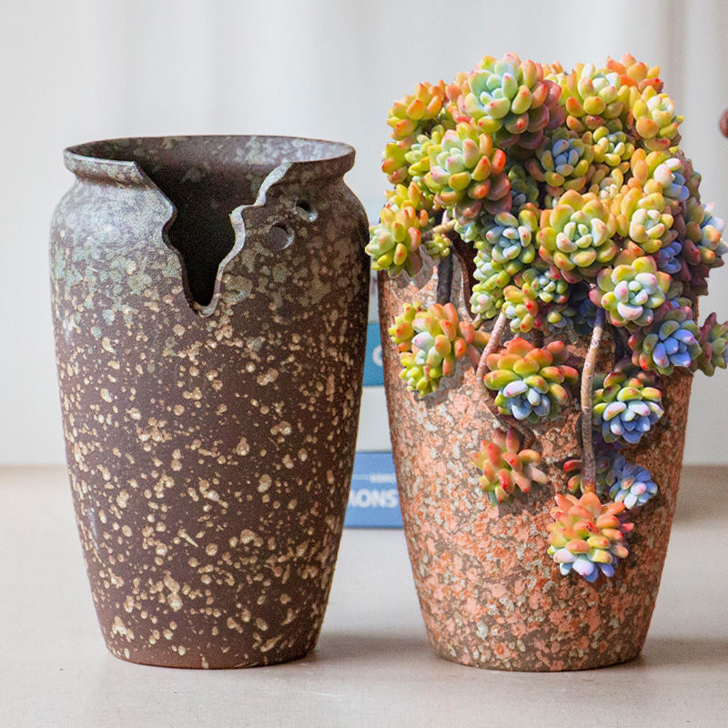 园艺精品都是好货高切口造型缺口悬崖多肉花盆粗陶陶瓷多肉植物特大