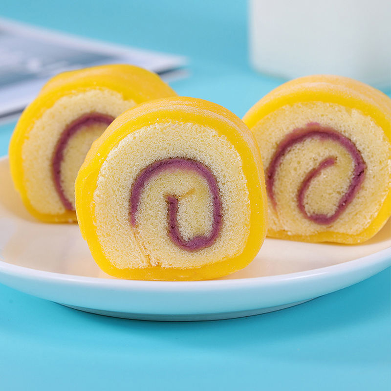 橙伯乐比比赞白玉卷网红白玉卷毛巾卷冰皮面包夹心蛋糕雪媚娘糯米甜品