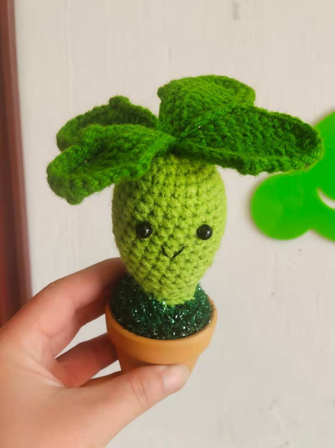 手工编织毛线植物大战僵尸工艺品向日葵豌豆射手食人盆栽摆件成品