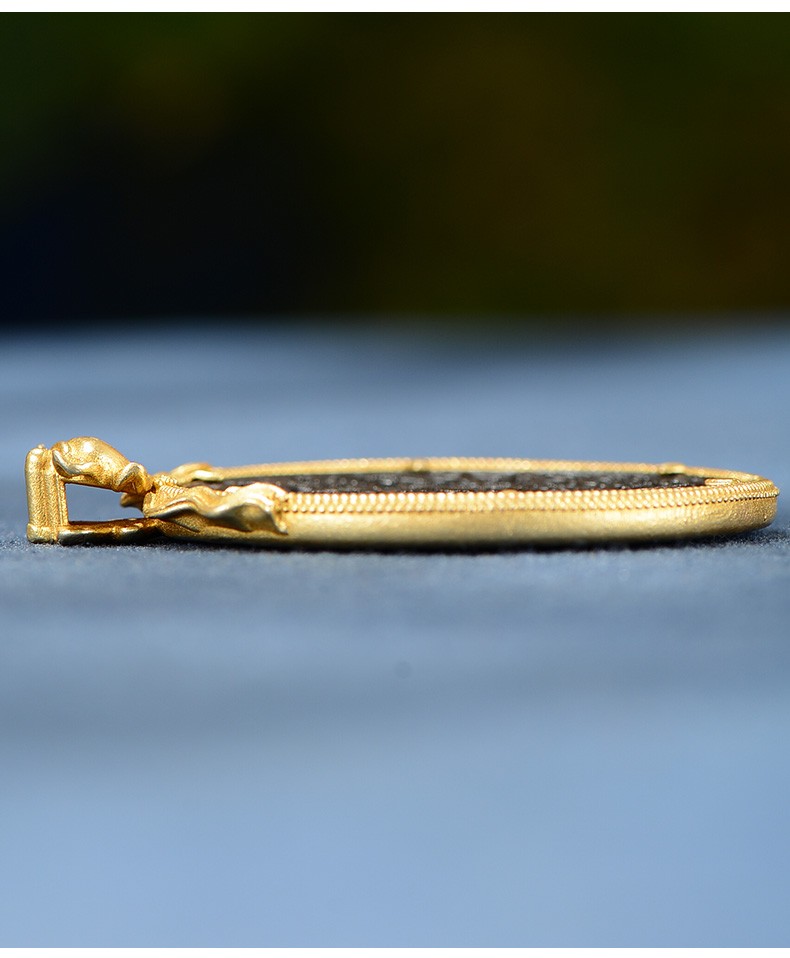 藏村 藏式铁牌吊坠铜包铁雕花挂坠男女款四方牌 大号黑色九宫八卦 外