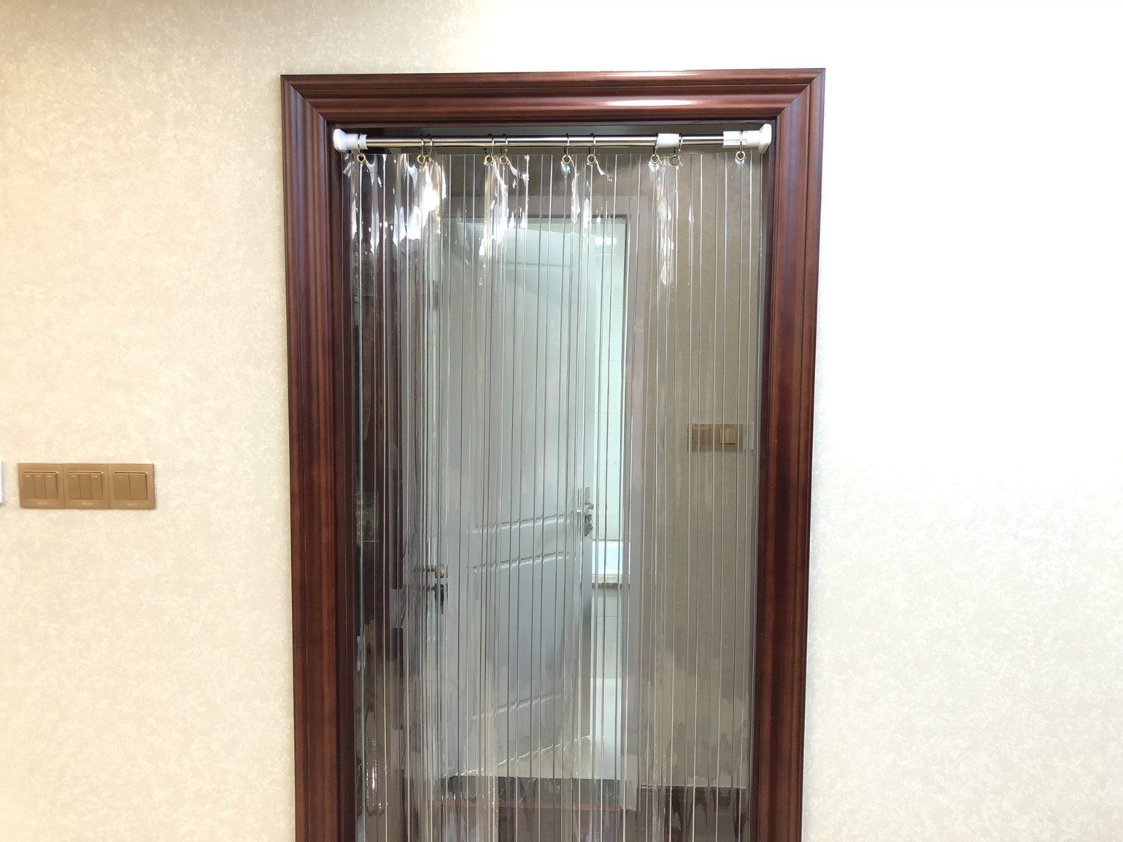 免打孔门帘透明塑料pvc皮帘子挡风隔断隔热可推拉可拆卸防尘保温条纹