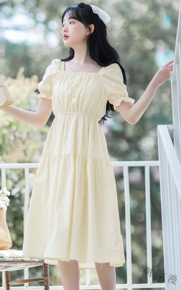 韩芯漫新款温柔气质夏天女生长裙子仙女连衣裙学生夏季学院风中长款