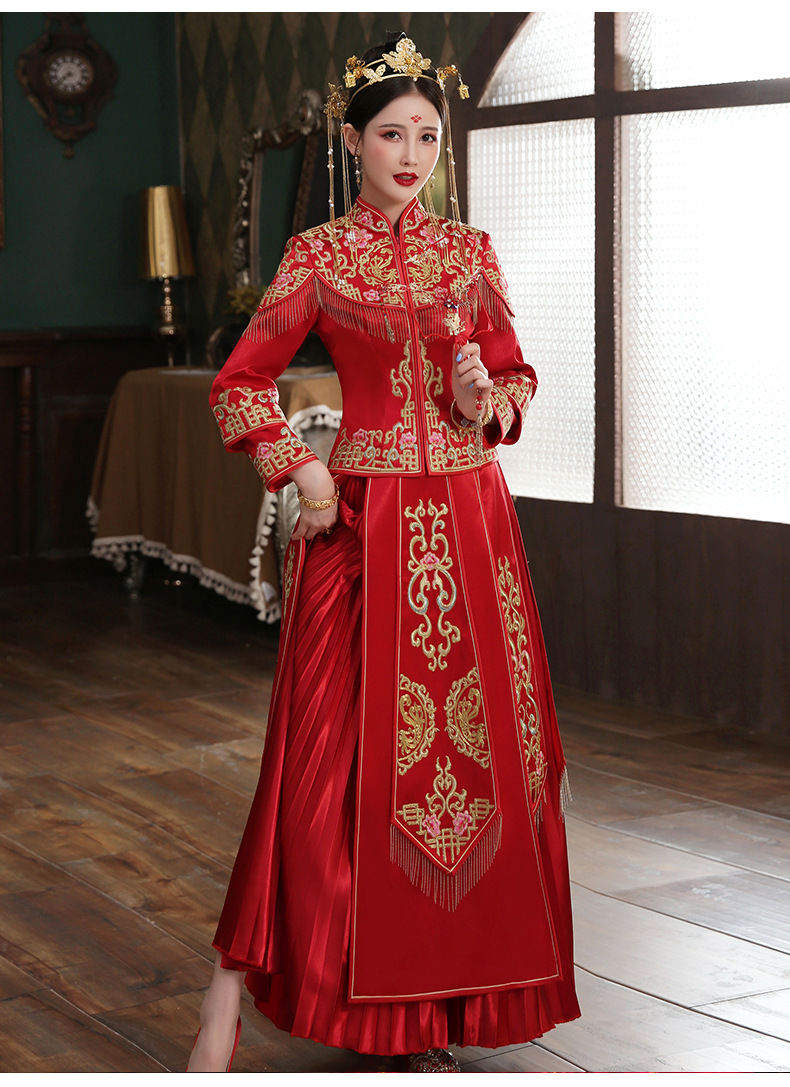 阿亨古代中式汉服旗袍婚纱新娘龙凤褂秀禾服女新娘2021新款嫁衣秀和服