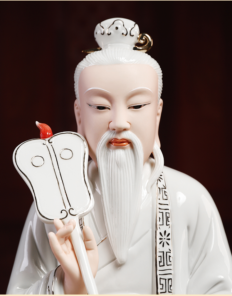 三清祖师道教道德元始灵宝天尊供奉摆件h4708d14吋云座道德天尊描金彩