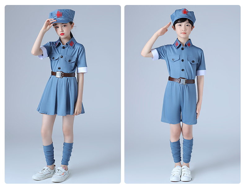 小红军衣服儿童演出服八路军红星闪闪表演服装夏季套装小孩子夏天穿的