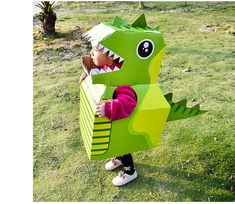 六一儿童节演出服装幼儿园小男女孩子时装秀恐龙纸箱可穿戴手工diy