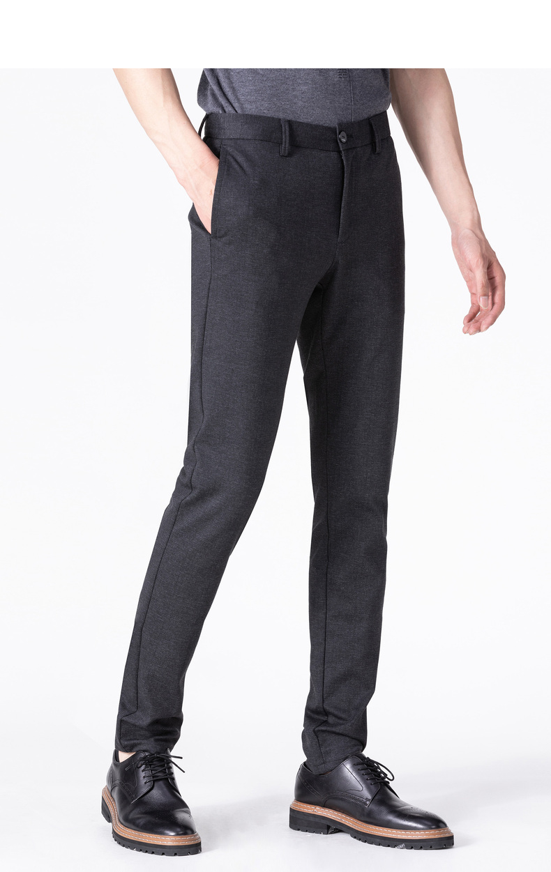 利郎休闲裤男2021秋季新款中腰小脚色织格纹时尚休闲裤子 棕灰色(20q