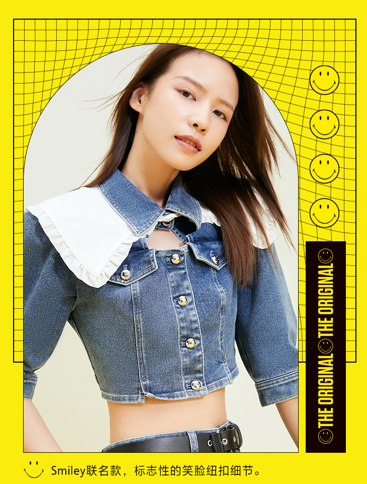 only2021冬季新款smiley联名款高腰牛仔连衣裙女121342048j33350洗水