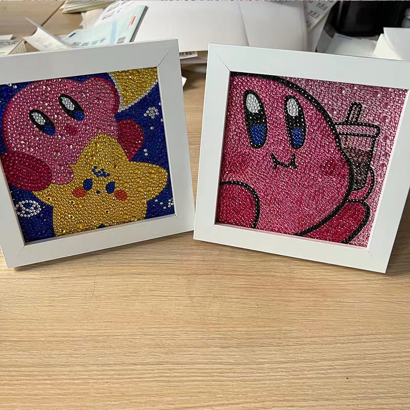 儿童卡通钻石画贴画带相框5d水晶宝宝玩具画制作材料包钻石画儿童