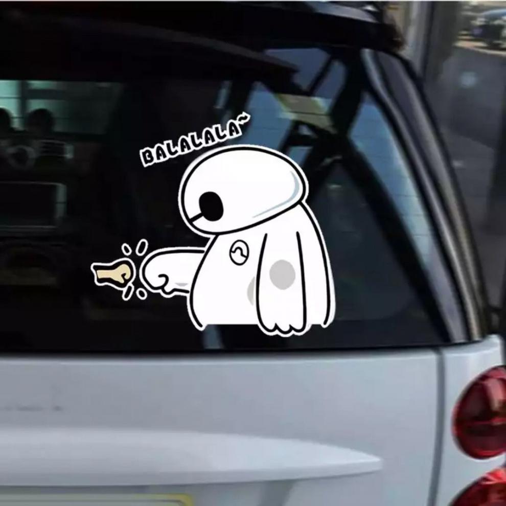 qefh 汽车贴纸大白后玻璃卡通车贴 碰拳大白14*13cm一张【图片 价格