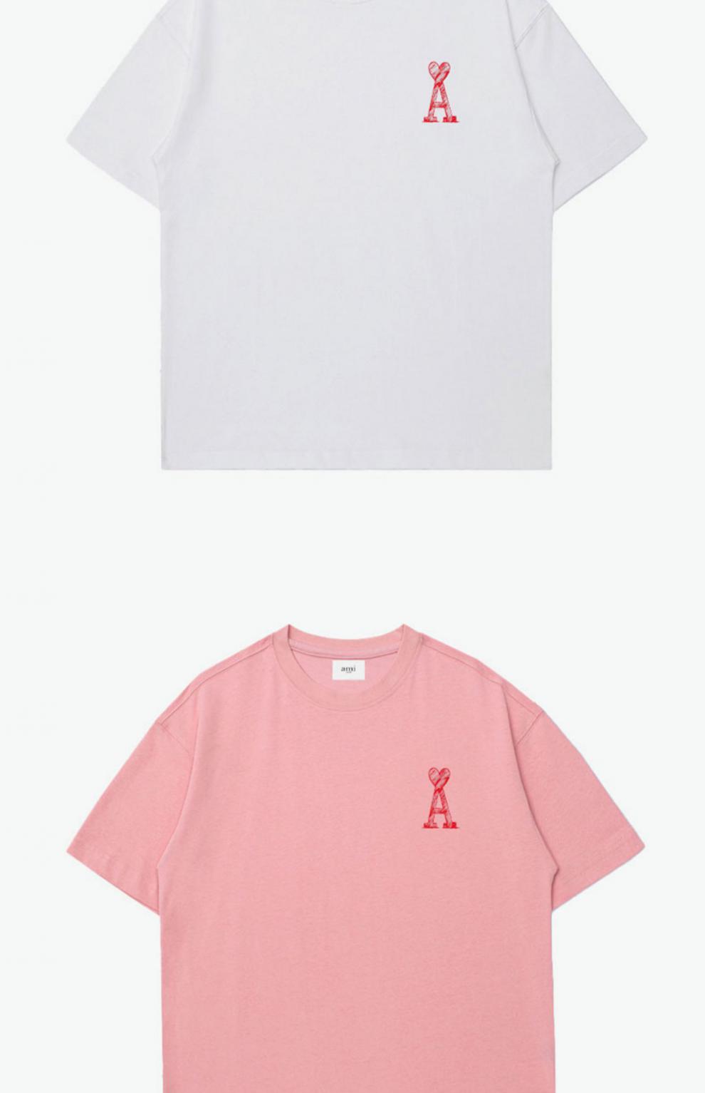 ami官方男女同款短袖t恤2022夏季新品爱心印花欧美潮牌体恤黑色xl