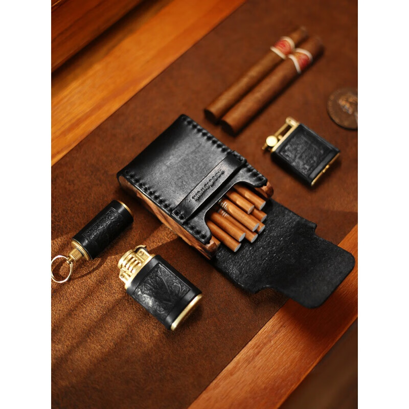 2022新 款 适用细支烟盒 两针一线手工真皮烟盒20支装便携细烟盒10支