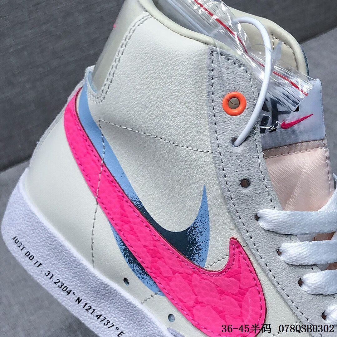 aj新款男鞋新开拓者高帮电玩像素男女板鞋上海限定blazer双钩反光时尚