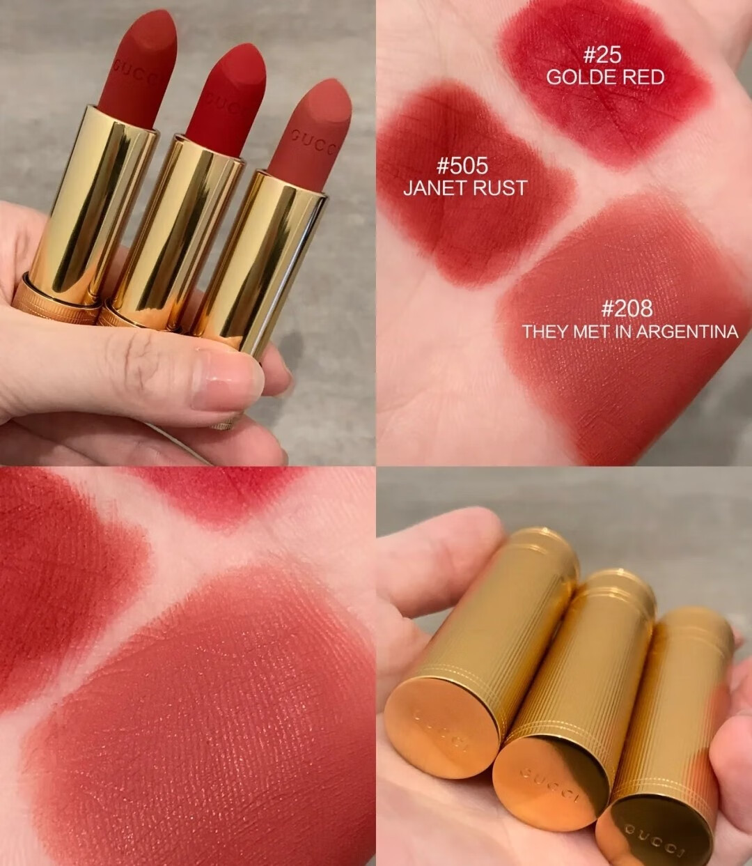 【官方直销】古驰哑光雾面口红中小样208/505/25蜜桃奶茶色学生少女