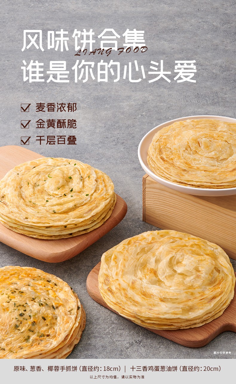 粮全其美手抓饼原味葱香黄金椰蓉十三香鸡蛋葱油饼早餐饼煎饼培根火腿伴侣 图片价格品牌报价 京东
