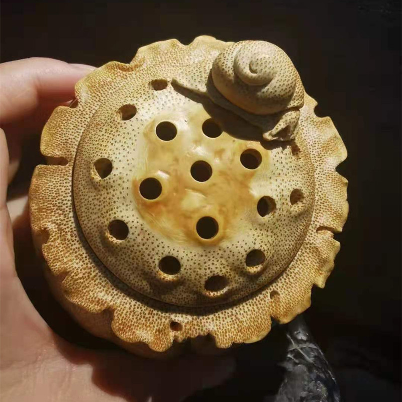 盘道竹根雕香炉纯手工镂空雕刻天然竹根钉创意文玩竹根工艺品莲蓬香炉