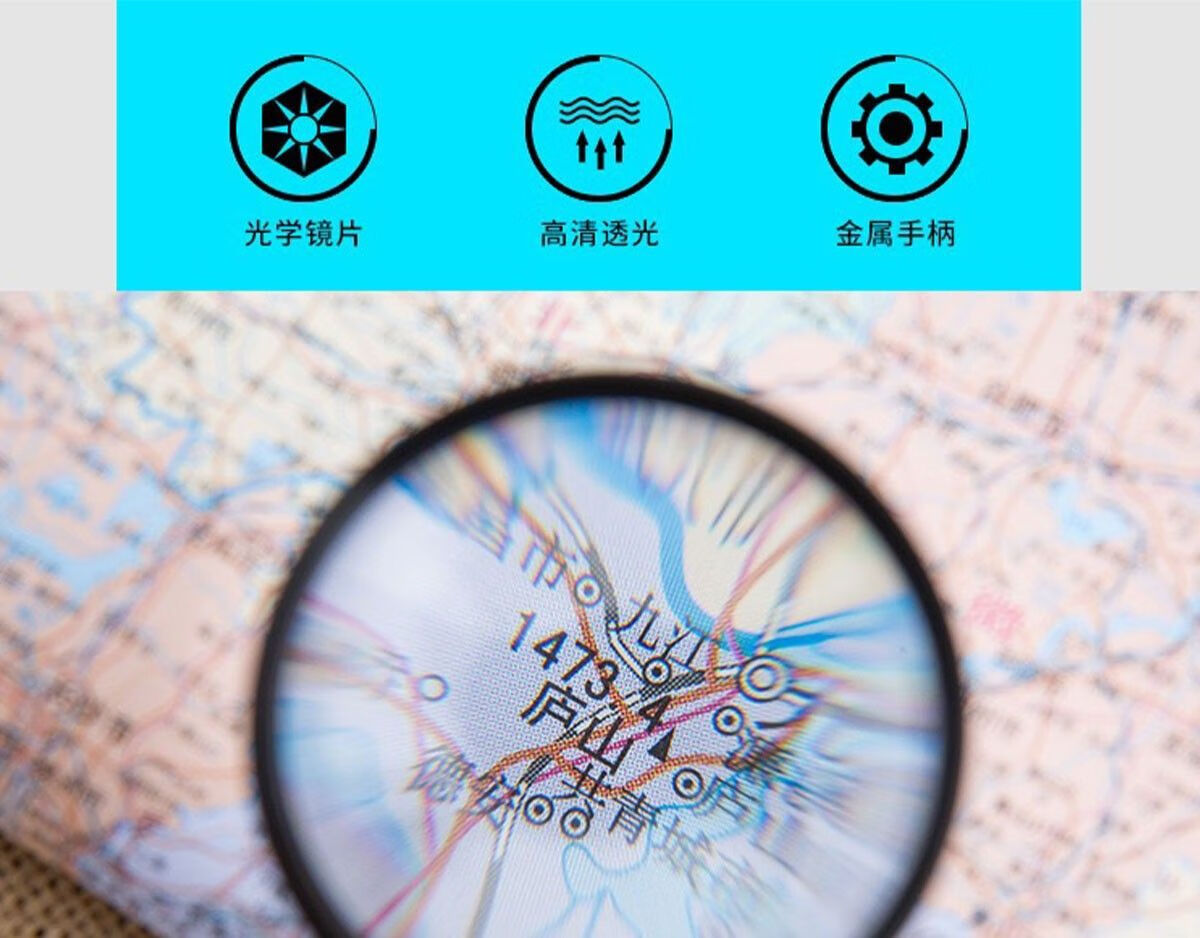 50倍放大镜高清全金属高倍手持双层光学玻璃阅读鉴定扩大镜黑色50倍