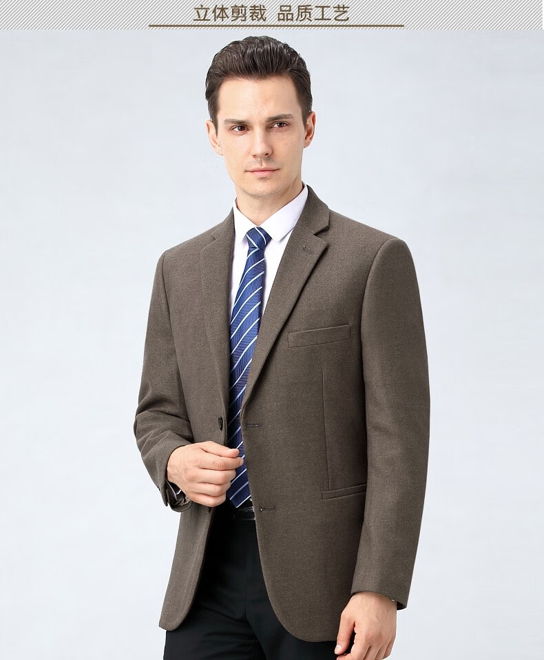 秋冬厚款外套高档品牌中老年男装商务单件西装上衣羊毛单西服爸爸装