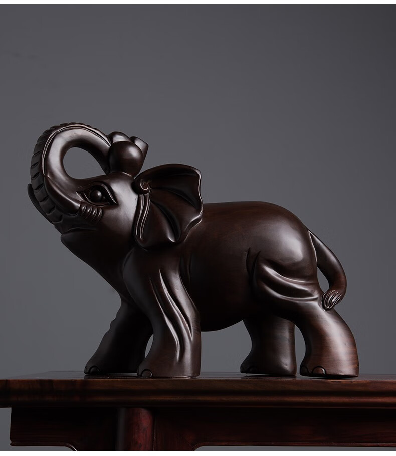 木雕大象摆件红木实木对象办公室摆件总经理送礼木象工艺品红酒架书柜
