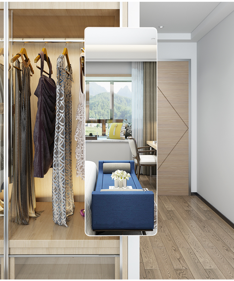 新品包安装送货到家铁馨匠衣柜镜子内置推拉旋转内装伸缩折叠试衣抽拉