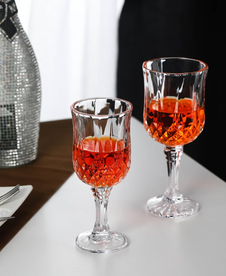 poiuy 欧式钻石高脚洋酒杯套装水晶红酒杯加厚烈酒杯香槟杯6只家用